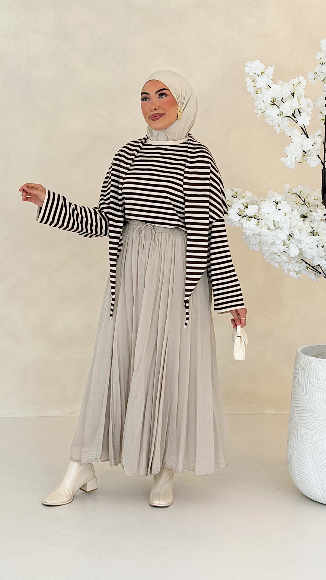 Ari Striped Oberteil mit Styling-Tuch