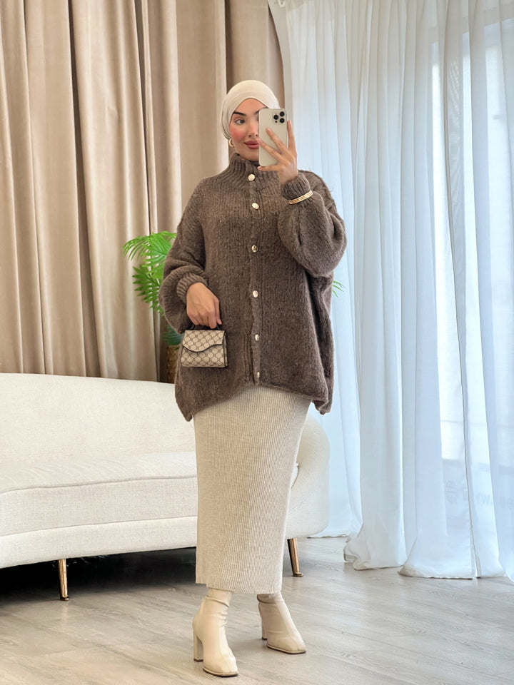 Lilly Oversized Cardigan in Mocha
