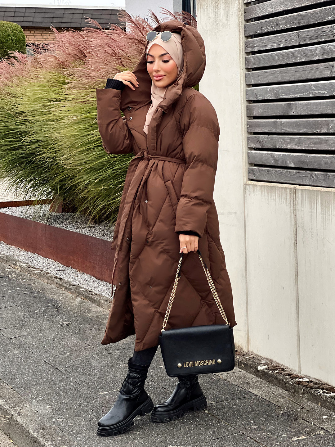 Stormi Parka mit Gürtel in Braun