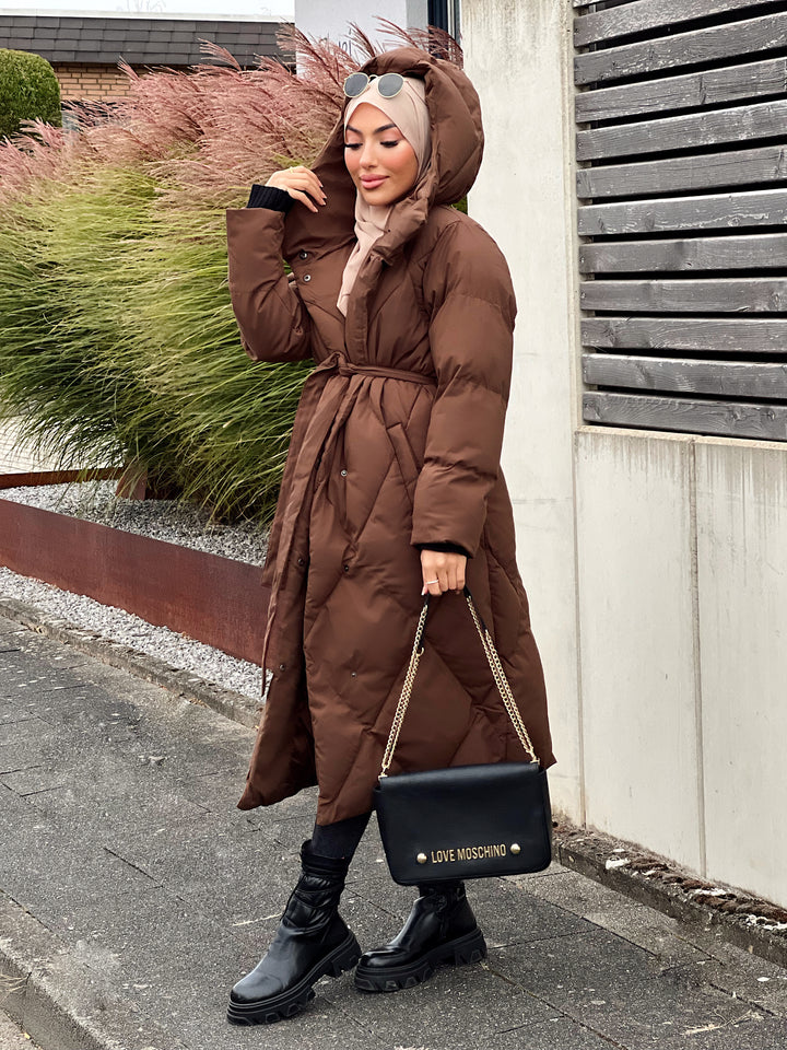 Stormi Parka mit Gürtel in Braun