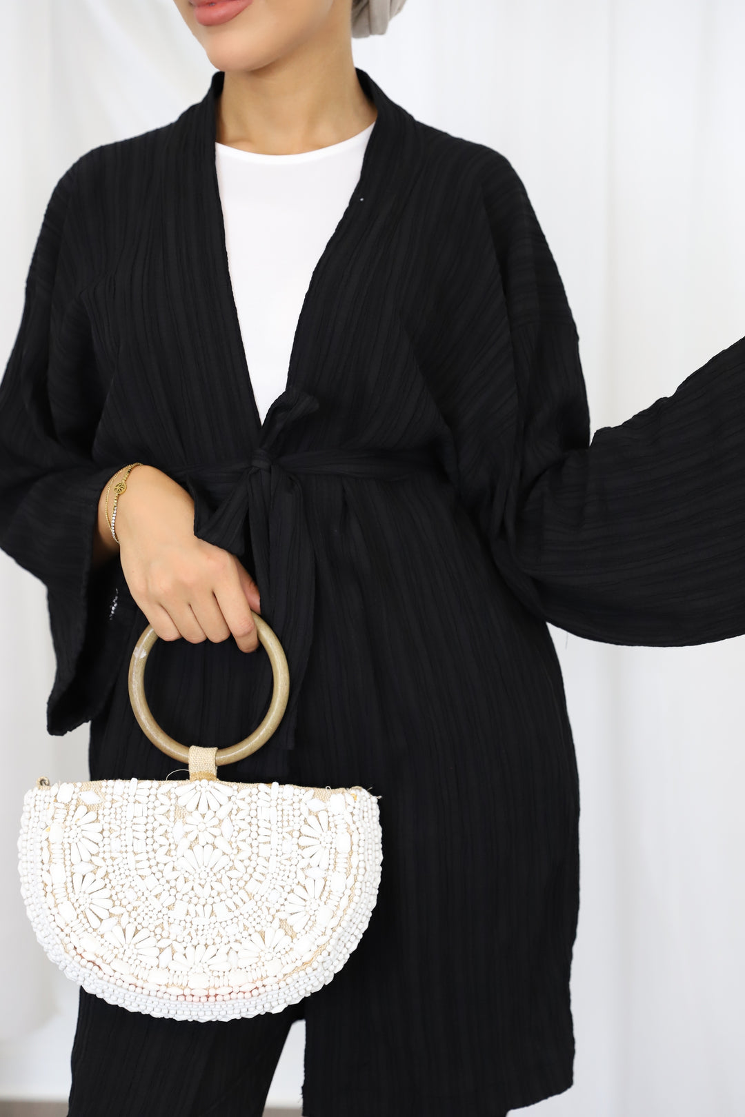 Gofree Kimono Zweiteiler in Schwarz