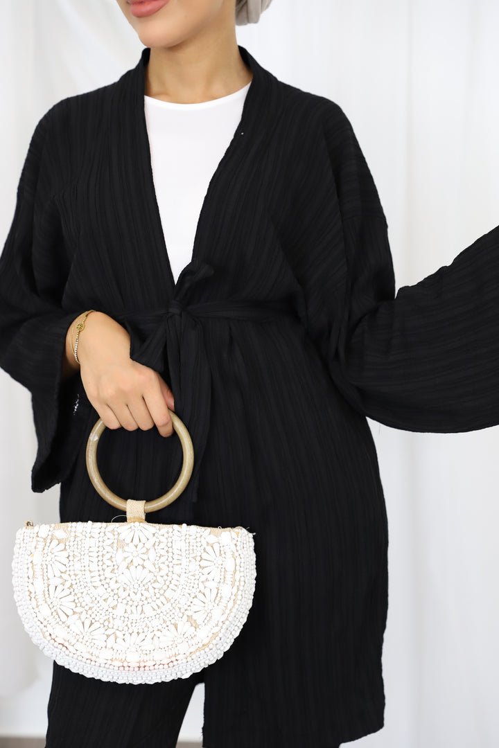 Gofree Kimono Zweiteiler in Schwarz