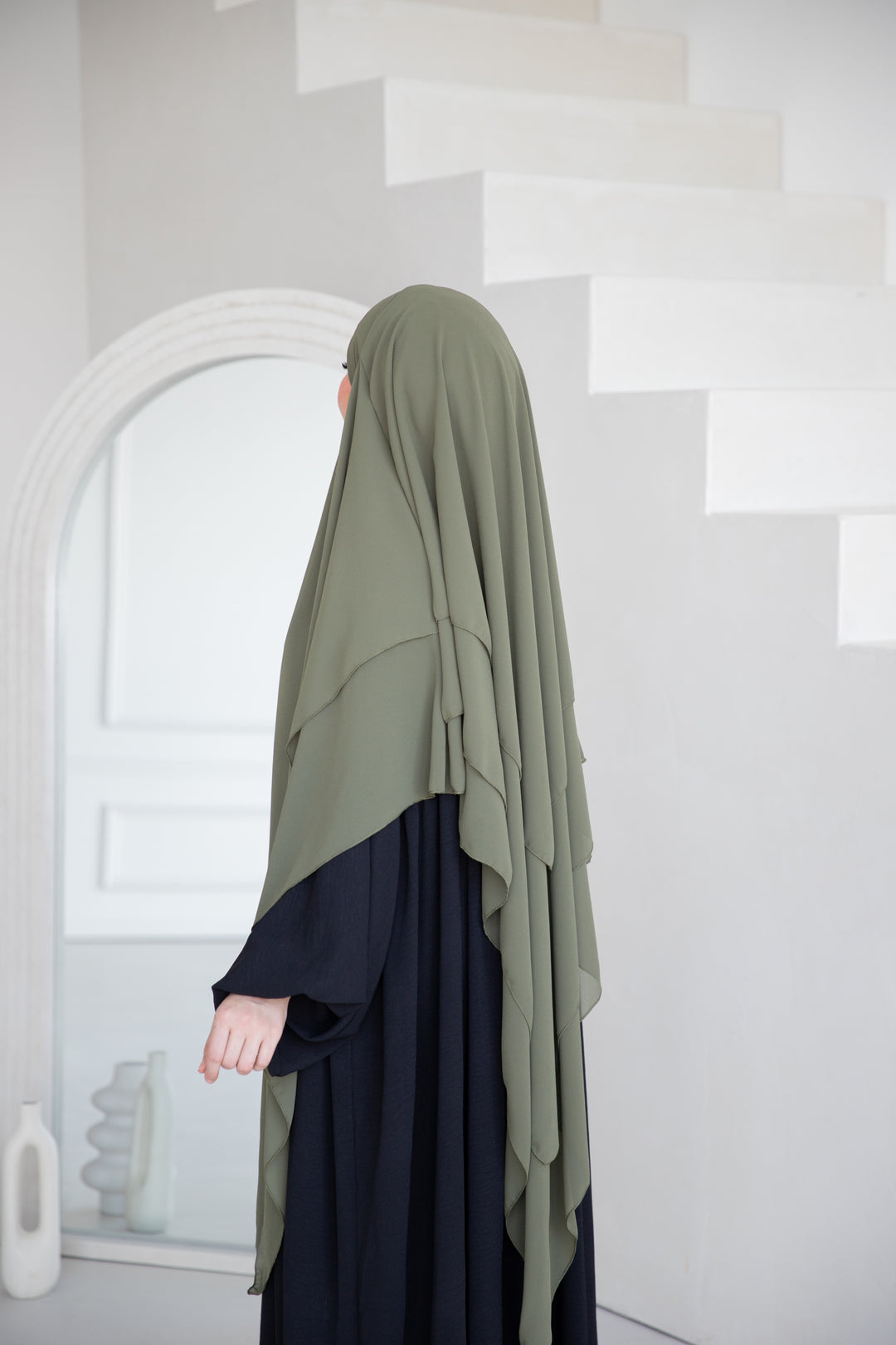 Floral Noor Khimar 3-Lagig in Khaki
