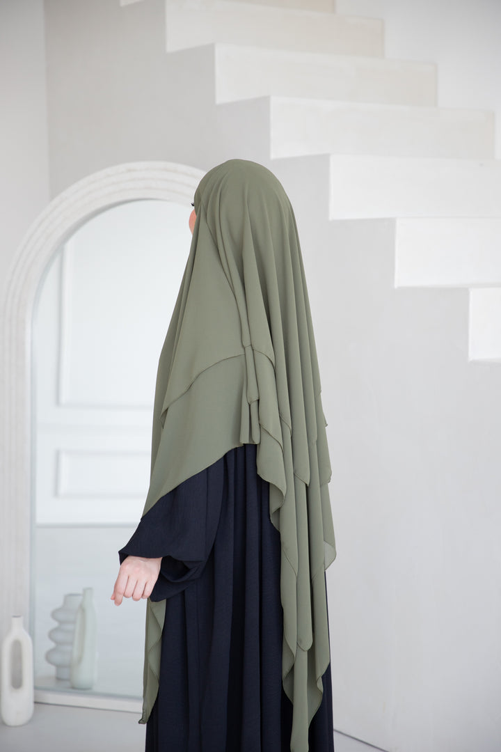 Floral Noor Khimar 3-Lagig in Khaki