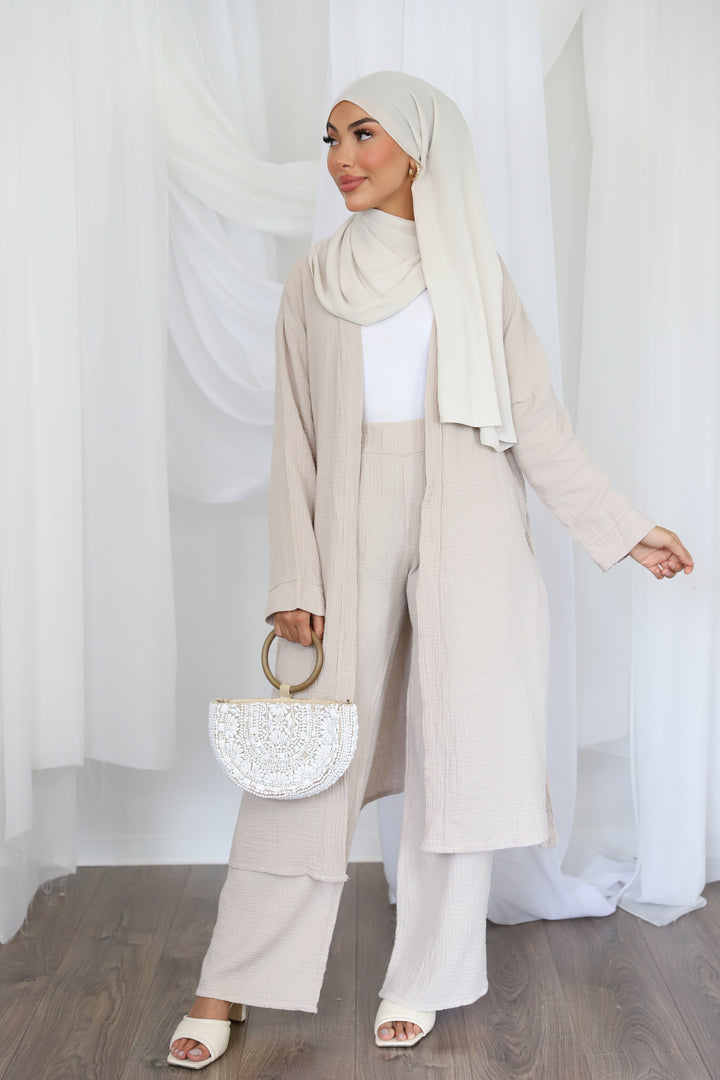 Luna Musselin Zweiteiler in Beige