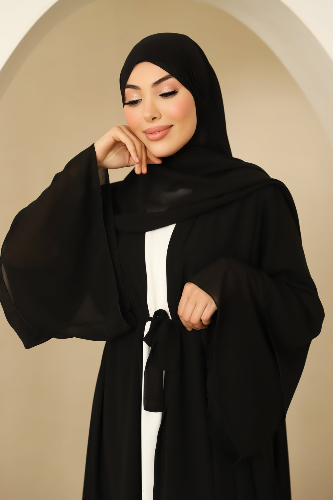 Yara Kimono Set mit Raffungen in Schwarz