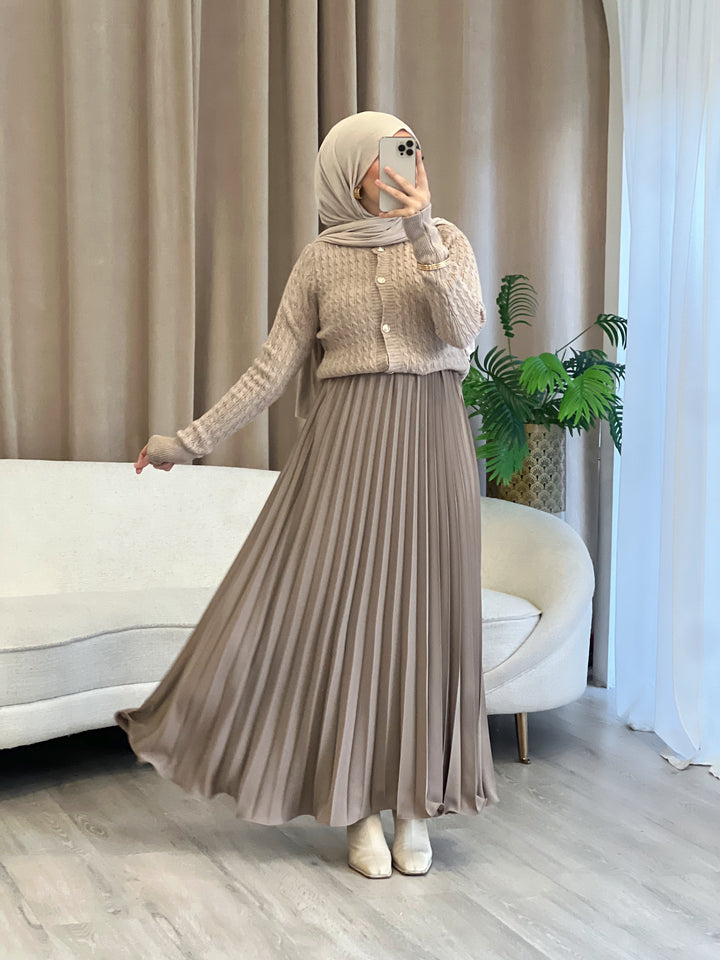 Rosé Plissee Rock in Taupe