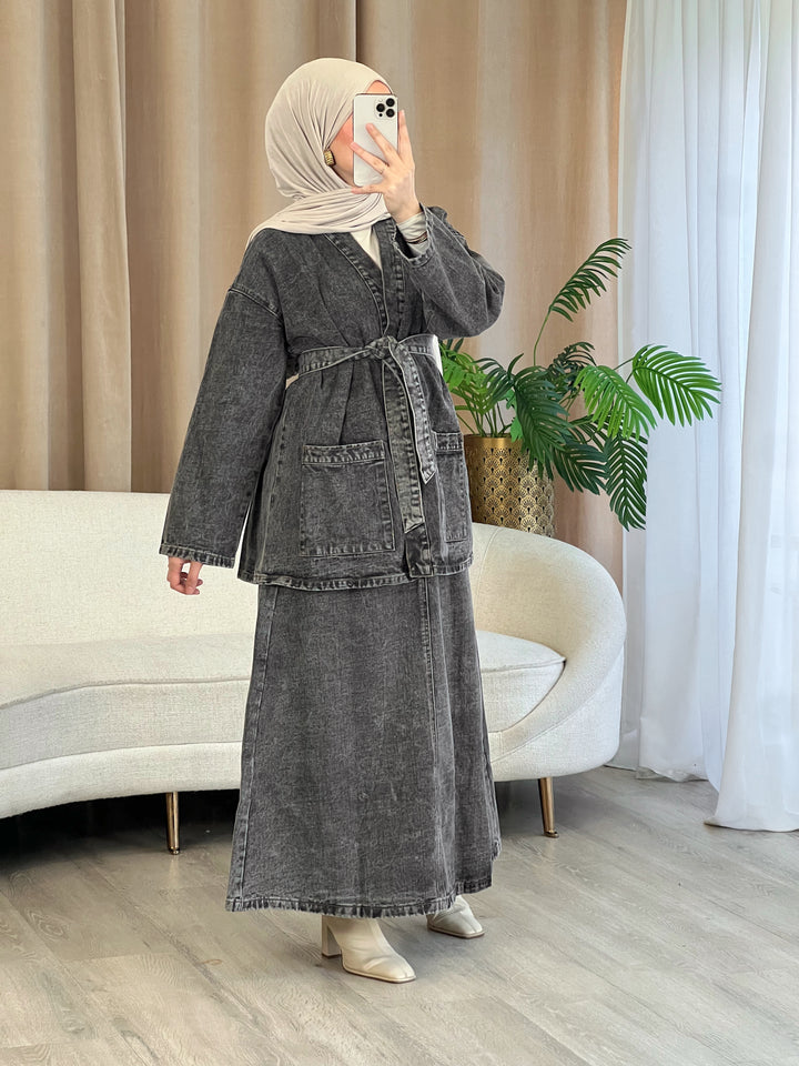 Zain Denim Set in Black