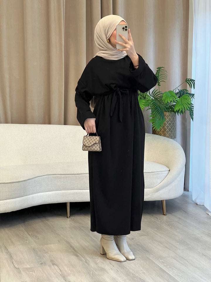 Peony Sweat-Kleid in Schwarz