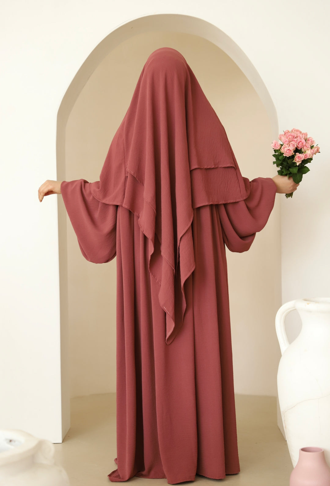 Naima Premium Khimar in Dusty Rose