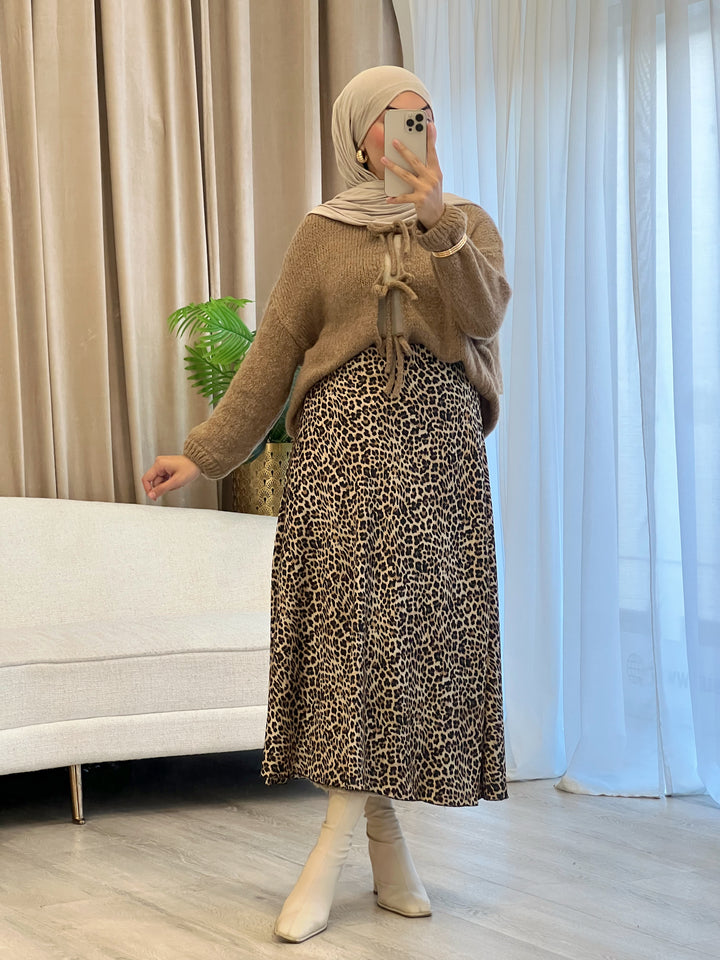 Leo Print Satin Rock