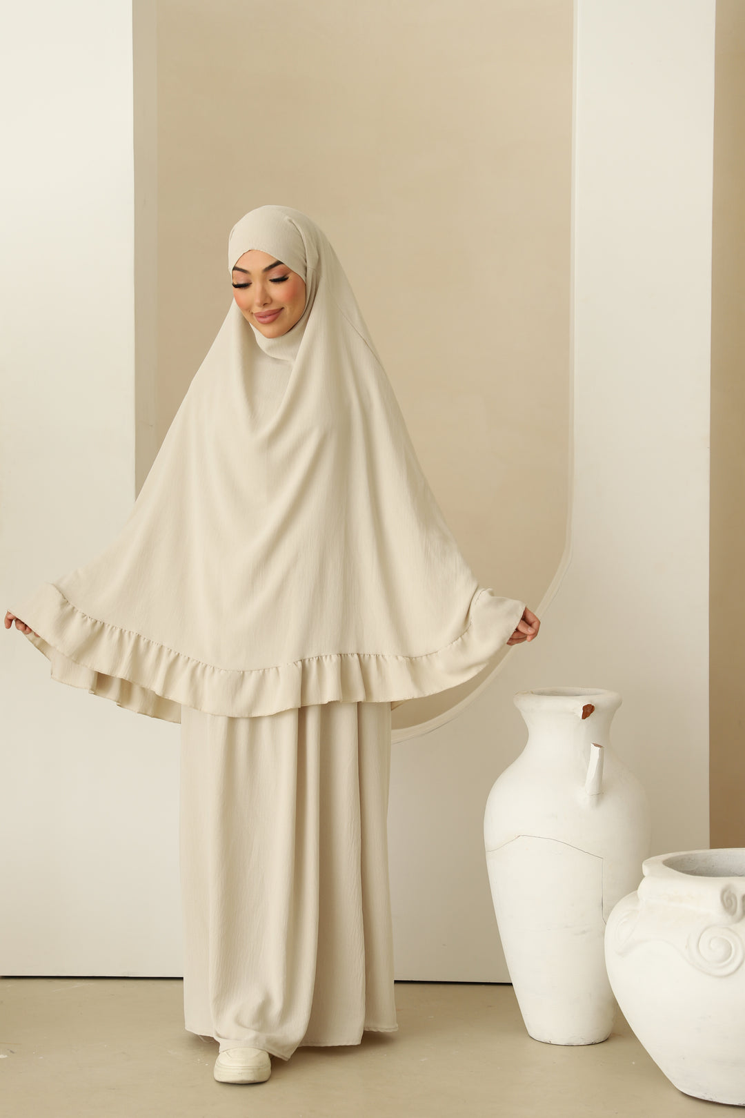 Amela Abaya Set in Beige