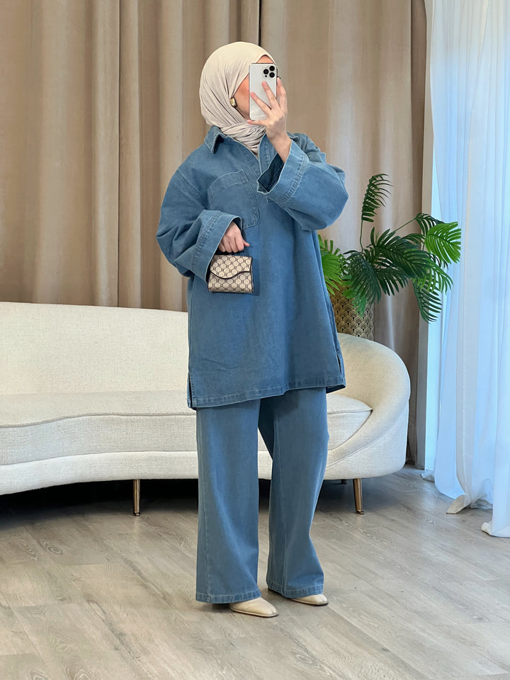 Lale Jeans Set in Blau