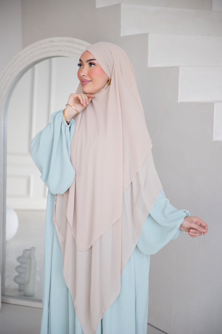 Floral Noor Khimar 3-Lagig in Beige