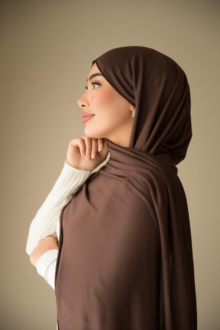 Jersey Hijab in Dark Brown