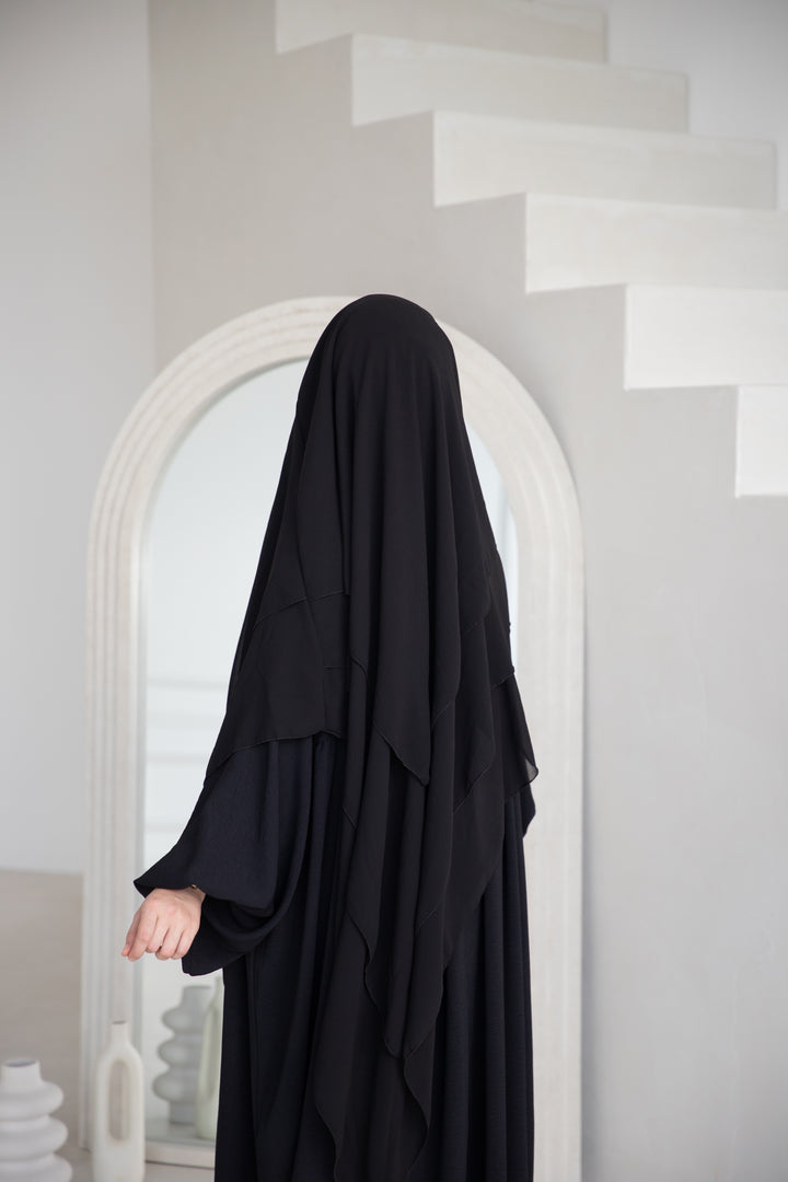 Floral Noor Khimar 3-Lagig in Schwarz