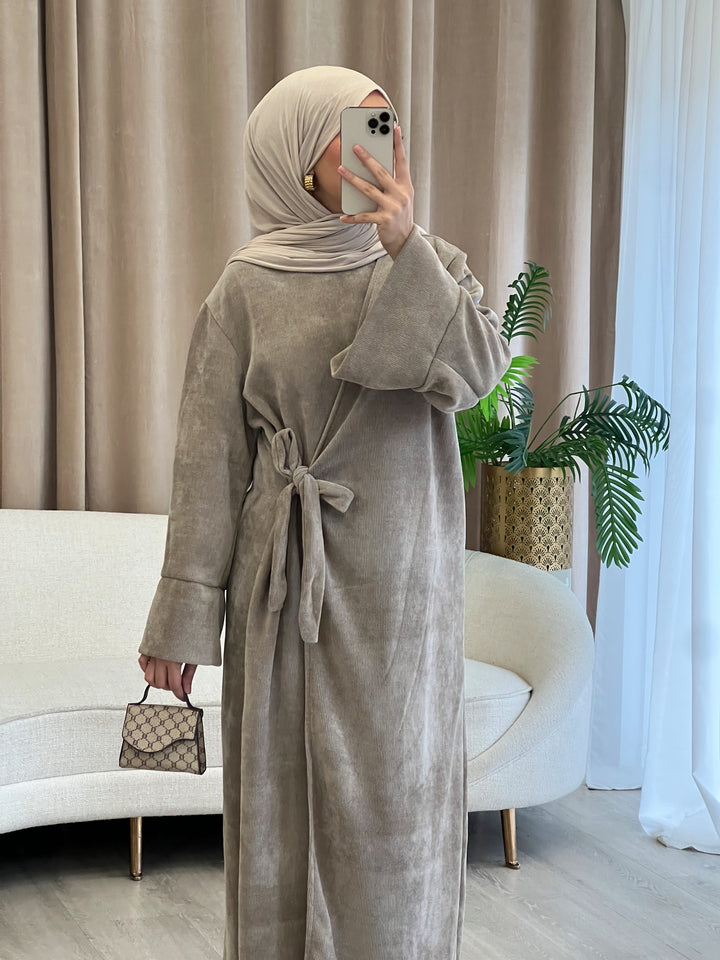 Rania Cord Abaya in Taupe
