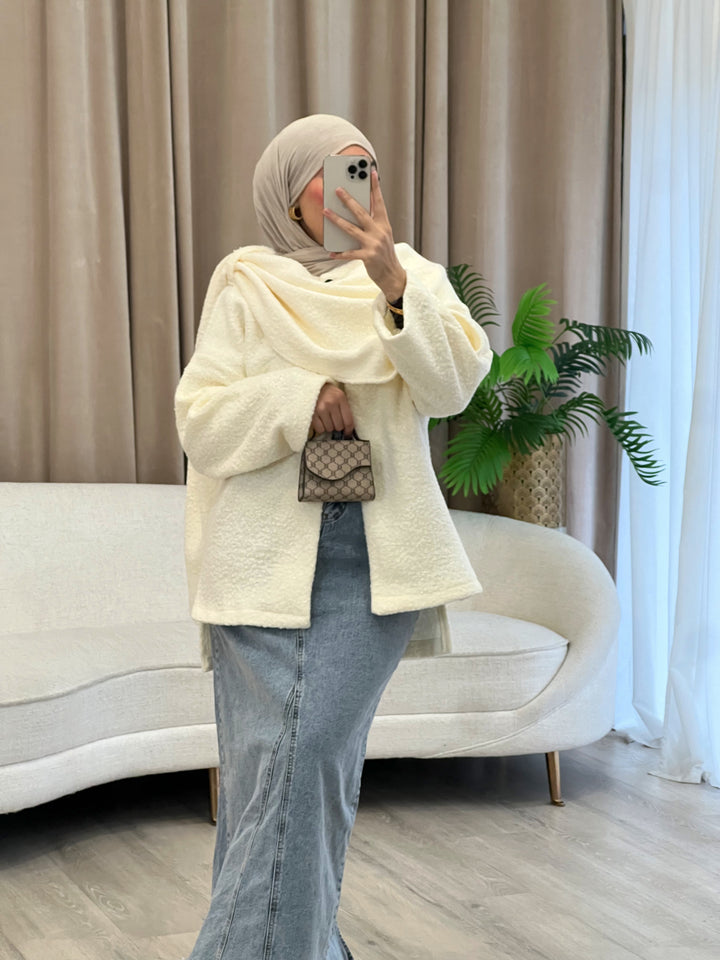Bell Teddy Mantel mit integriertem Schal in Creme