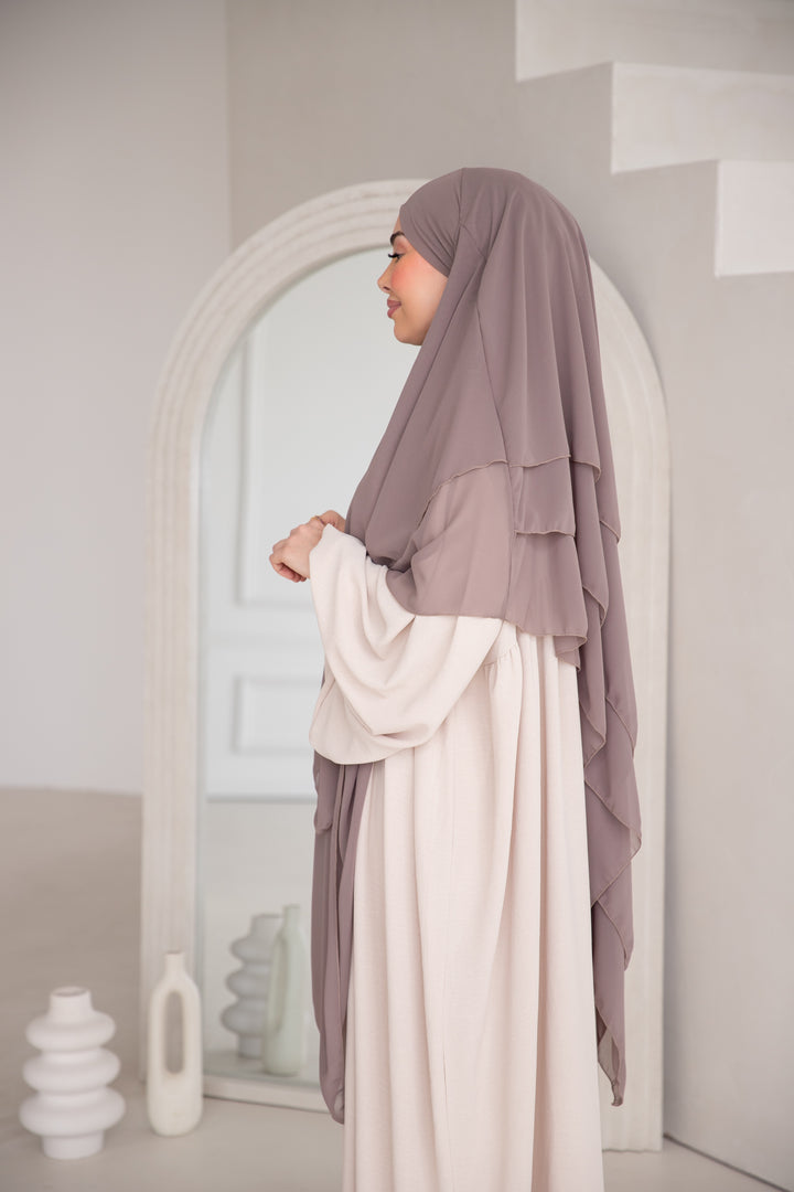 Floral Noor Khimar 3-Lagig in Taupe