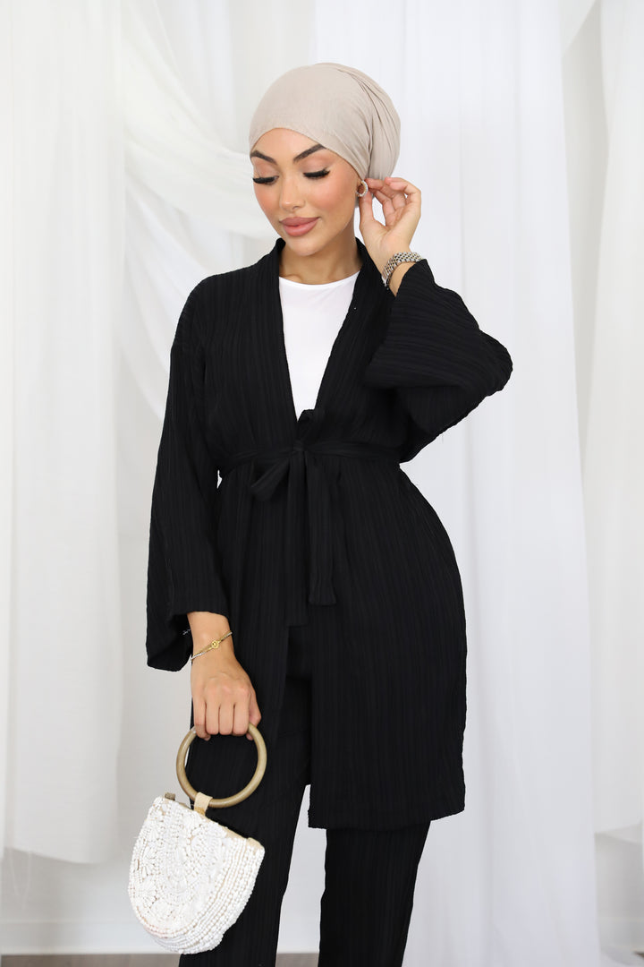 Gofree Kimono Zweiteiler in Schwarz