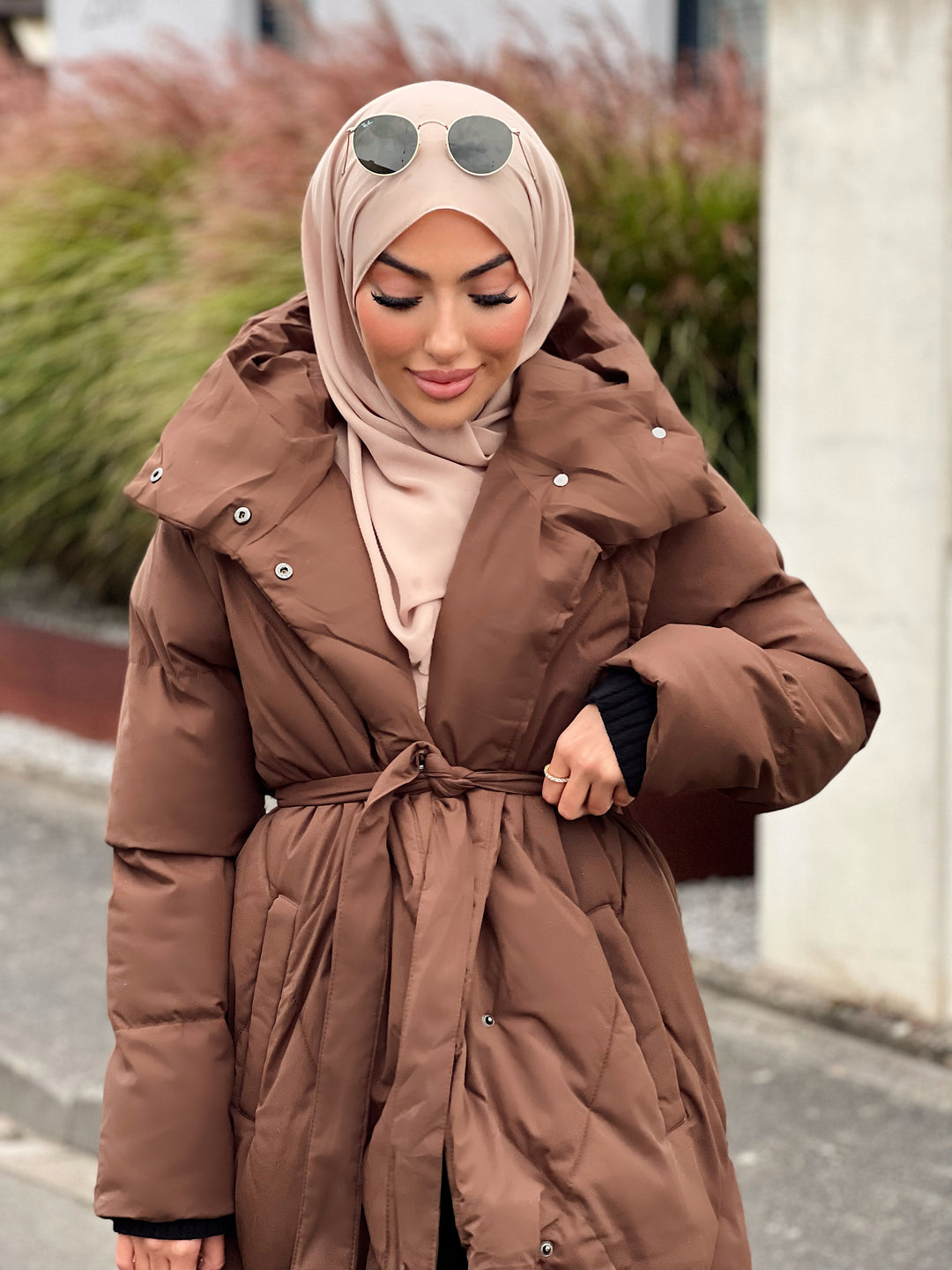 Stormi Parka mit Gürtel in Braun