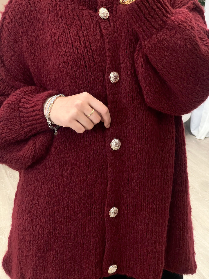 Lilly Oversized Cardigan in Bordeaux