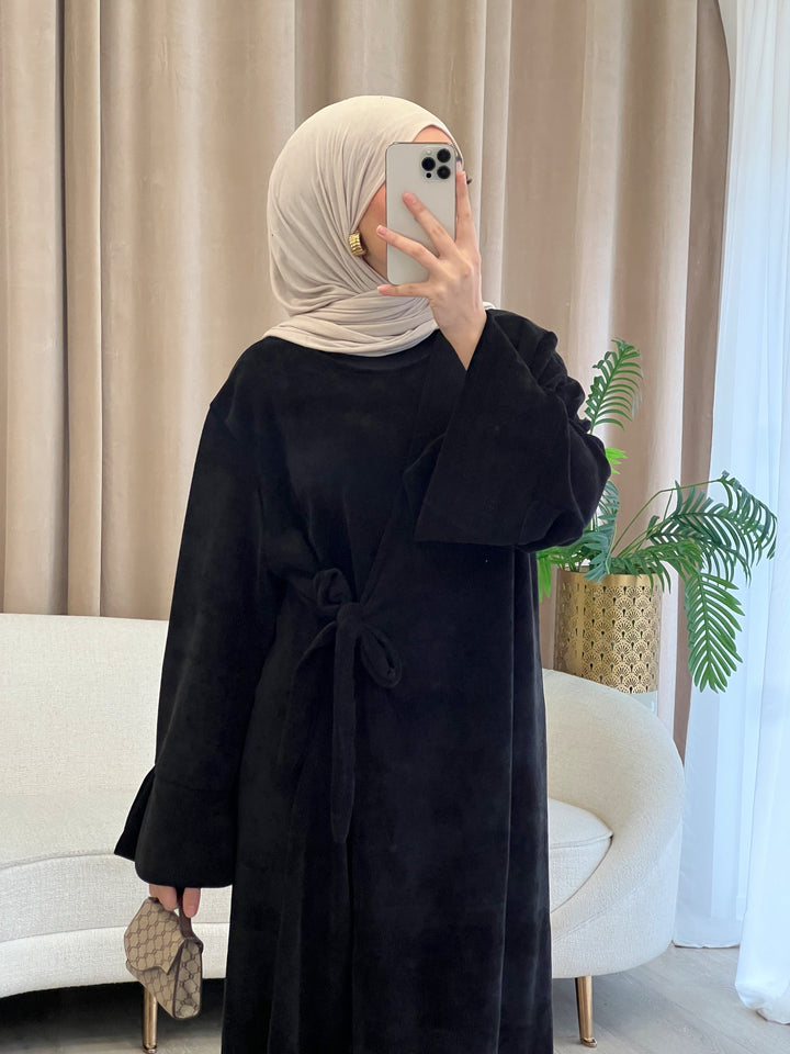 Rania Cord Abaya in Schwarz