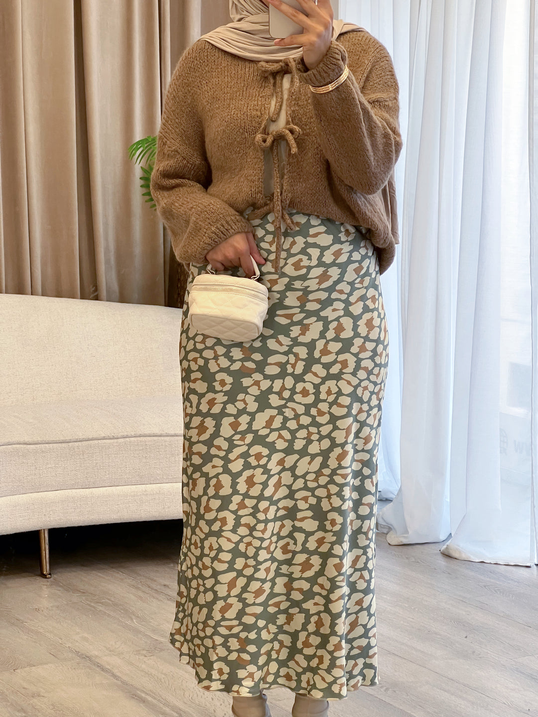 Lia Print Satin Rock in Mint