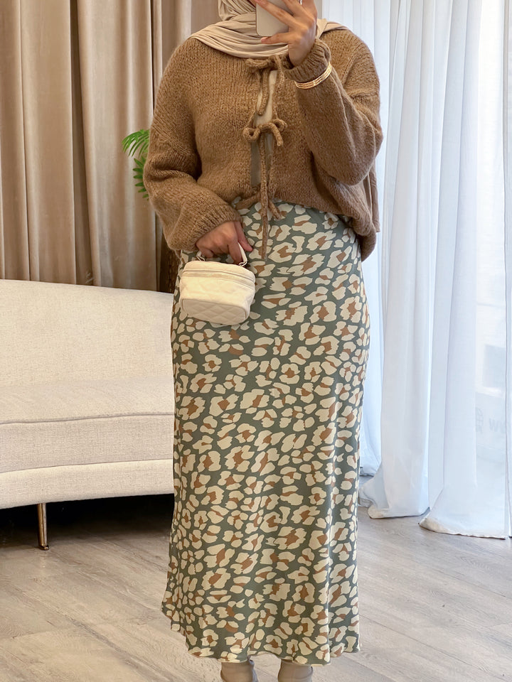 Lia Print Satin Rock in Mint