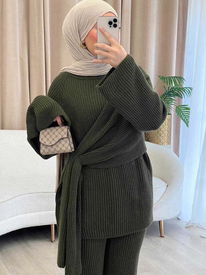 Bell Strickset in Khaki