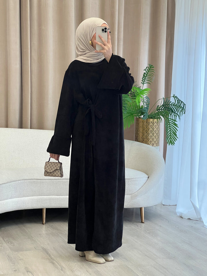 Rania Cord Abaya in Schwarz