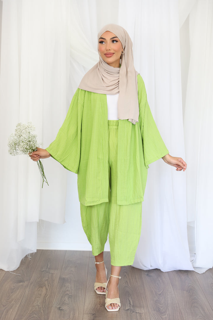 Ibiza Crinkled Set in Avocado