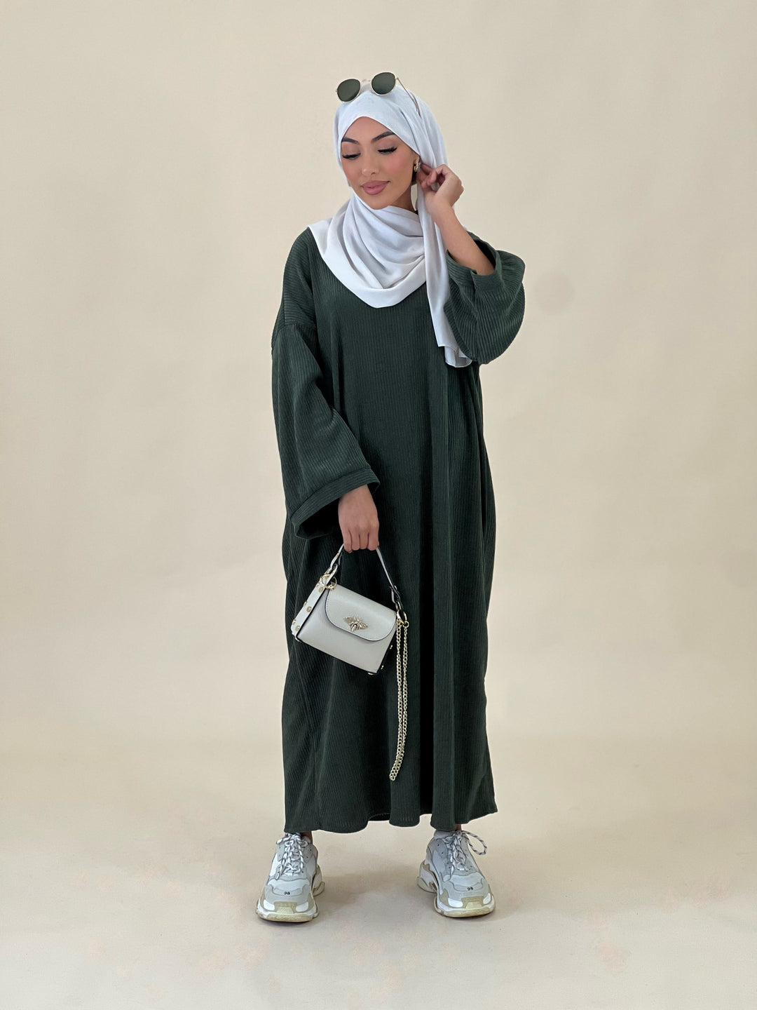 Farah Cord Abaya in Khaki