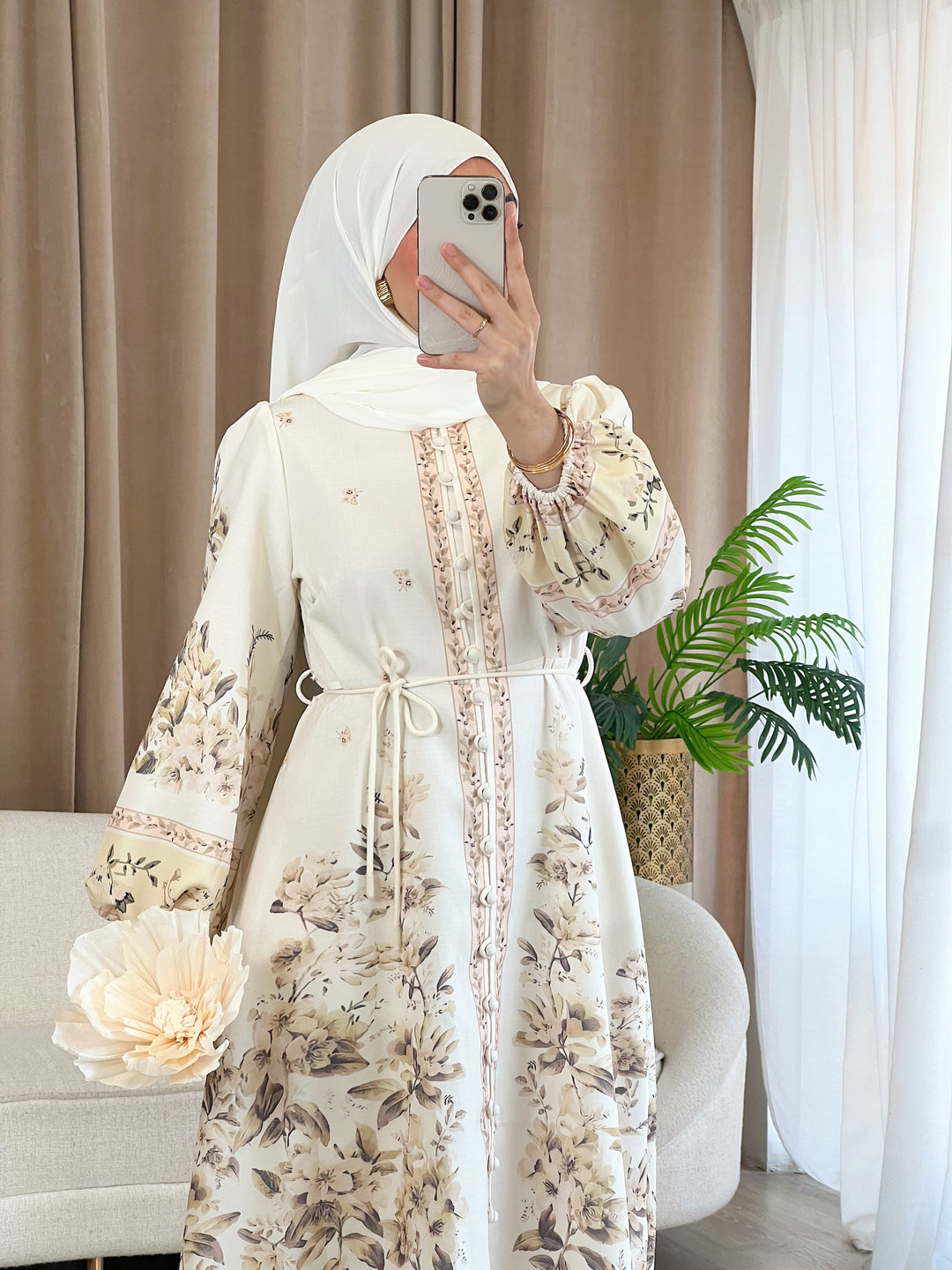 Kyoto Kleid Muster in Beige