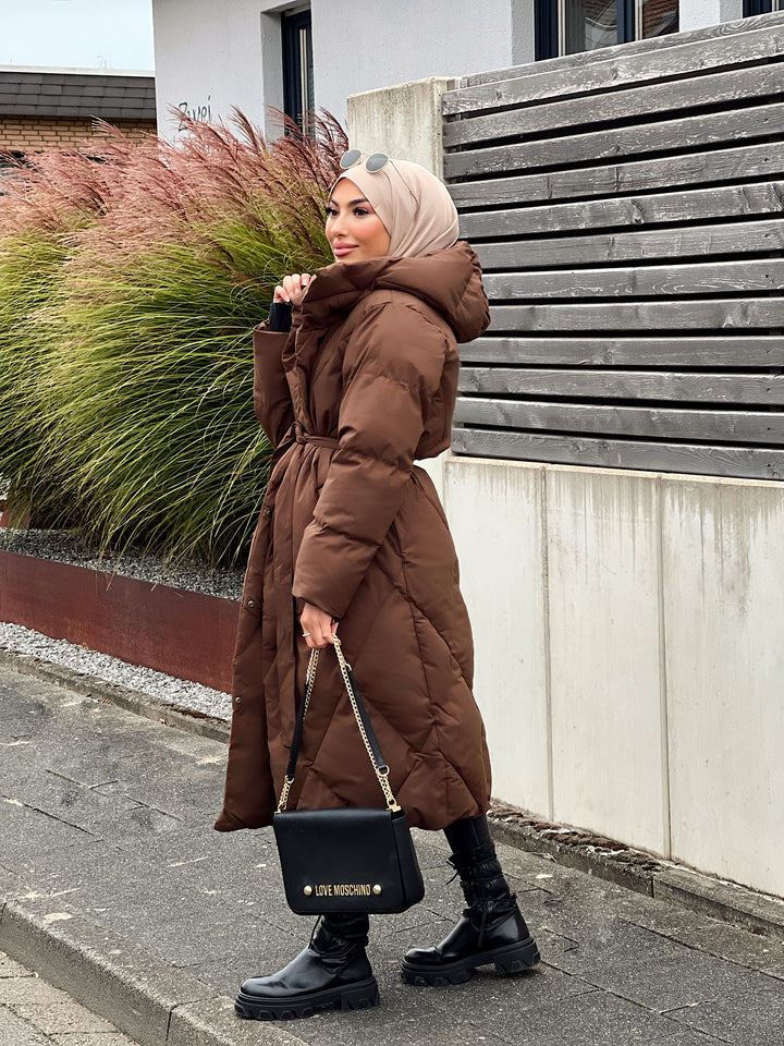 Stormi Parka mit Gürtel in Braun