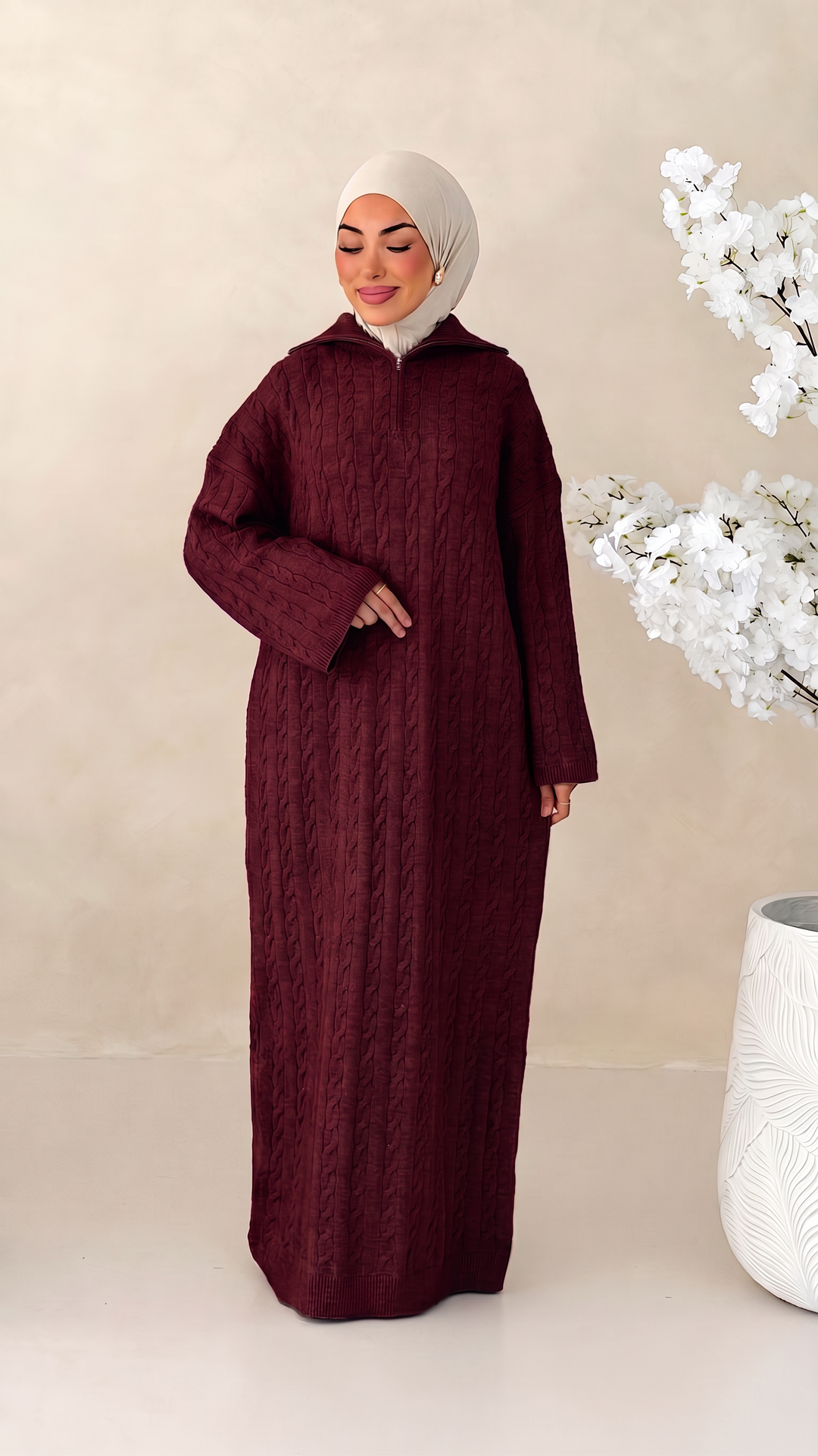 Nayeli Zopfmuster Strickkleid