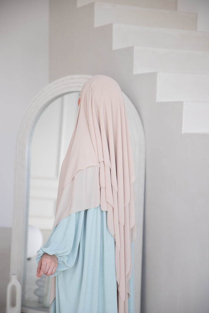 Floral Noor Khimar 3-Lagig in Beige