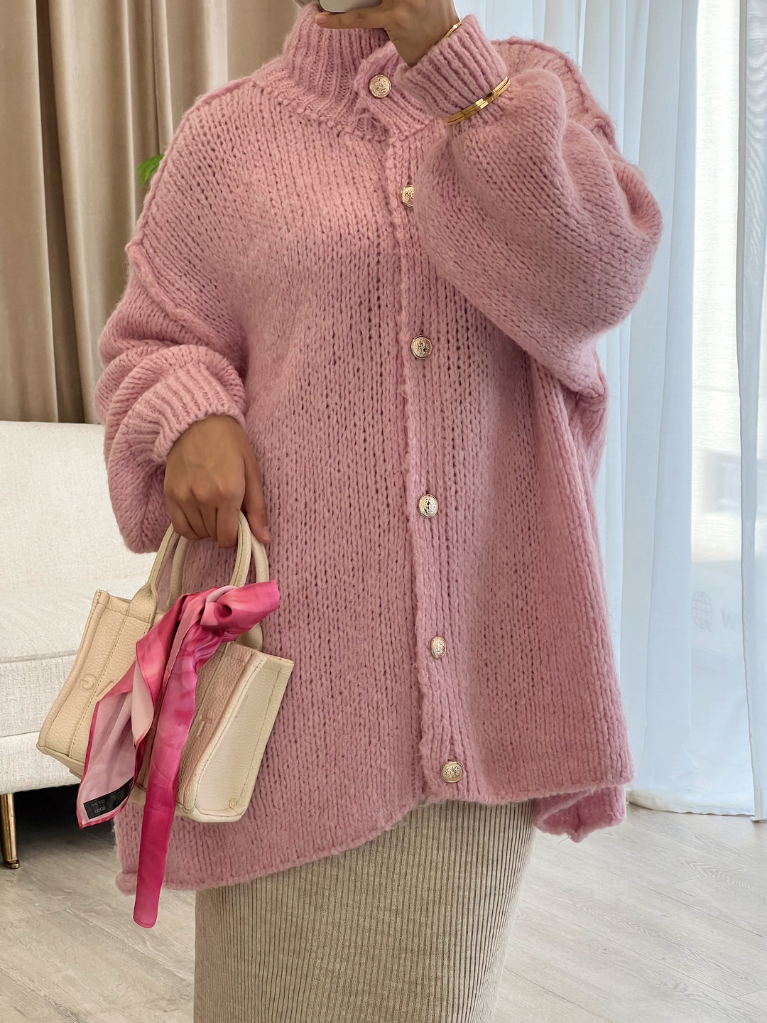 Oversize Strickjacke Rosa Strickjacke Damen Oversize Strickjacke