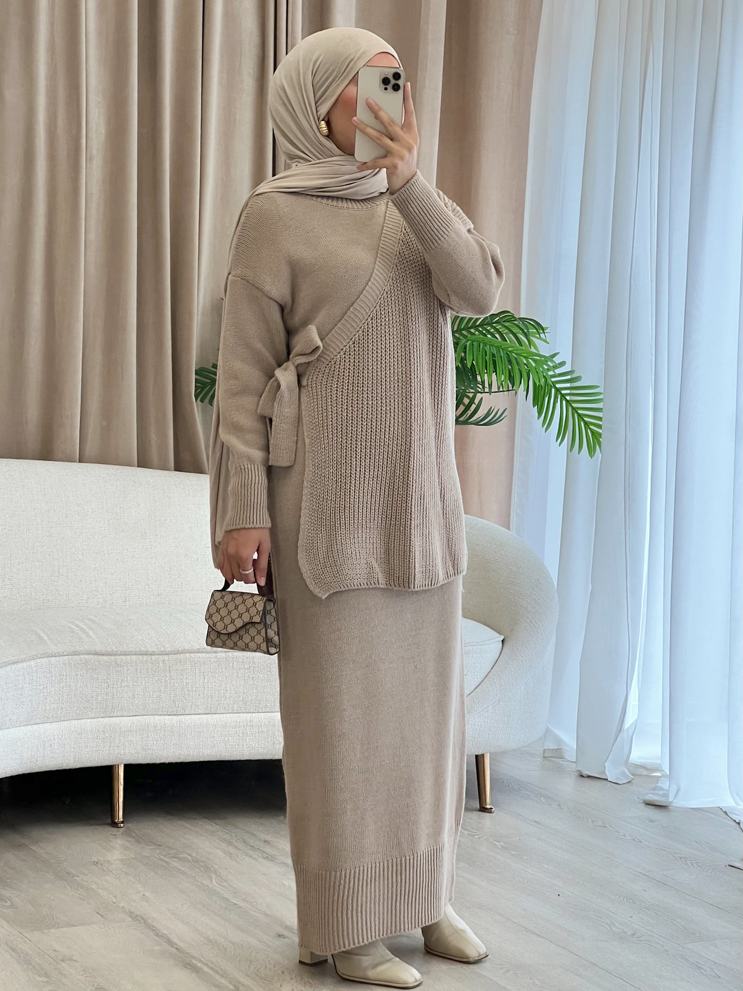 Daisy Strickkleid in Taupe