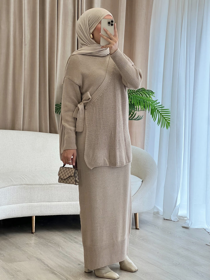 Daisy Strickkleid in Taupe