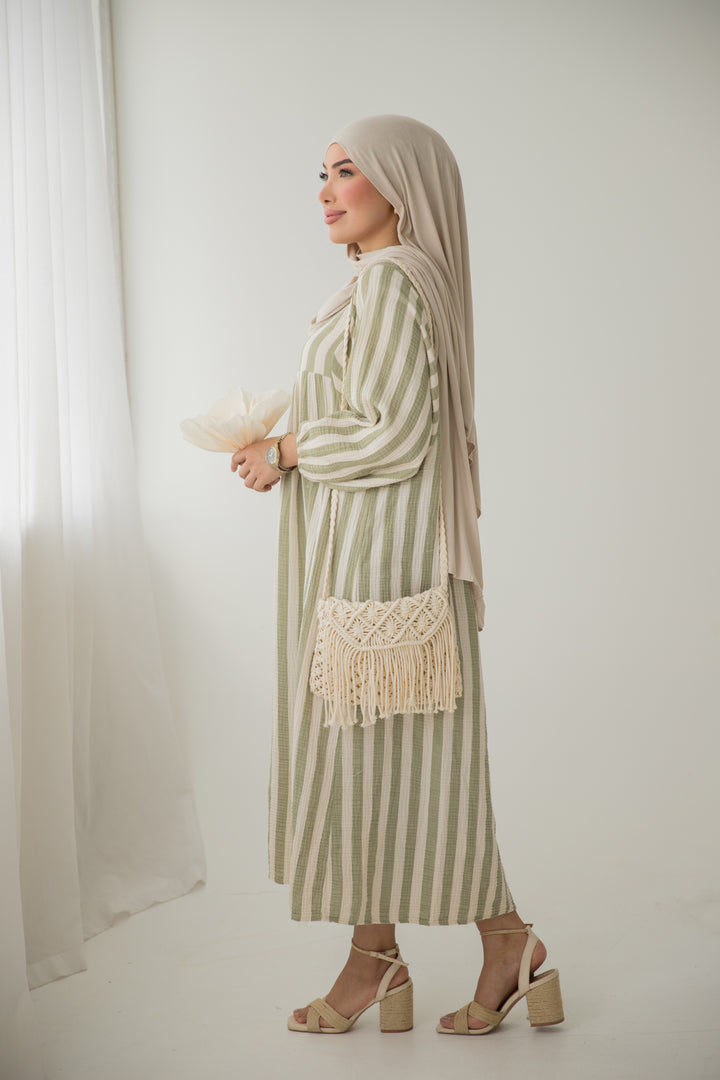 Cesme Musselin Kleid in Pistazie