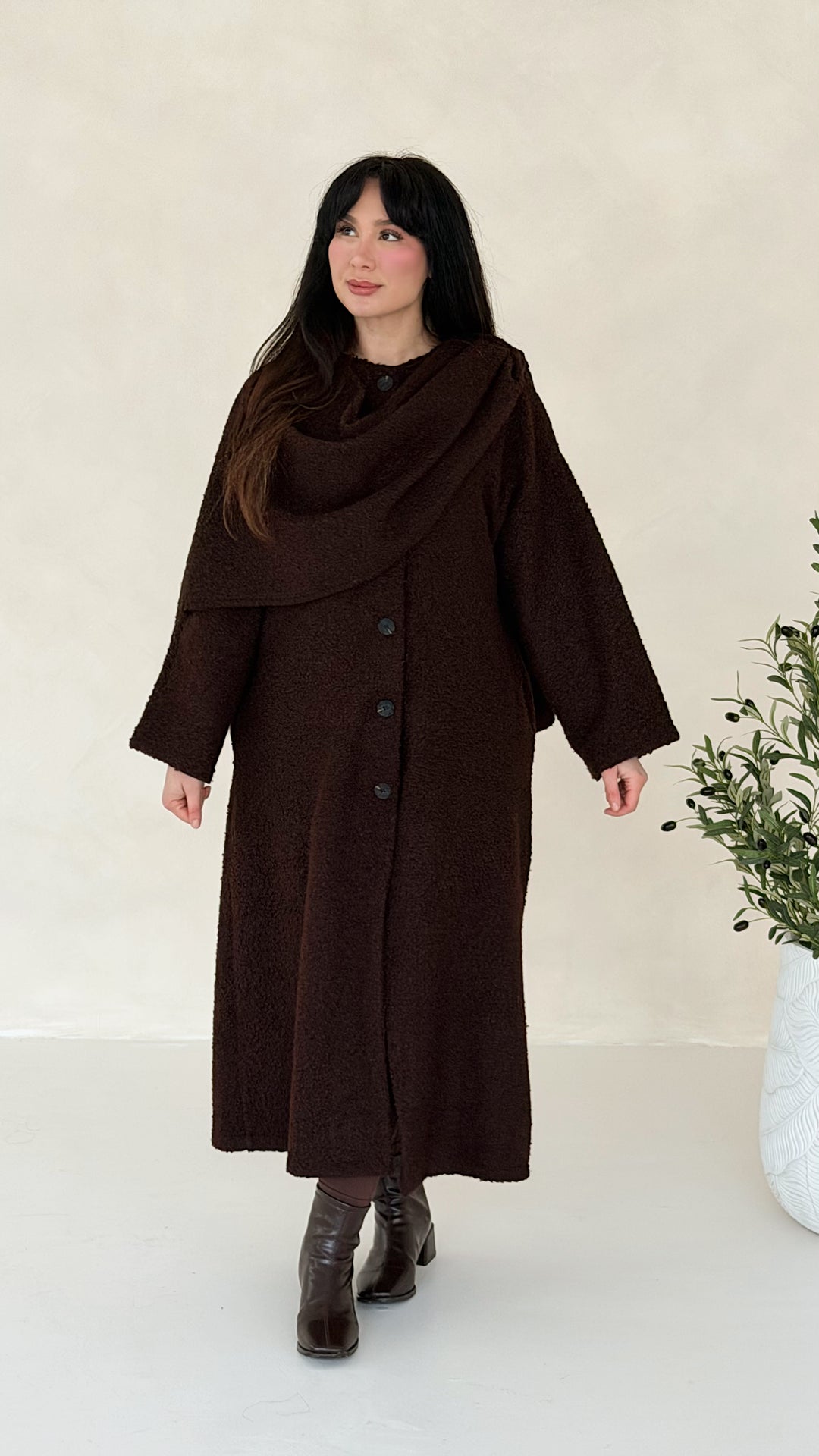 Bell Teddy Long Mantel mit integriertem Schal