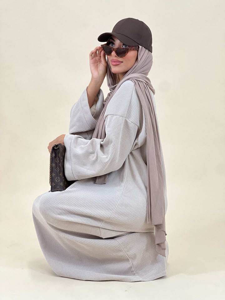 Farah Cord Abaya in Nude