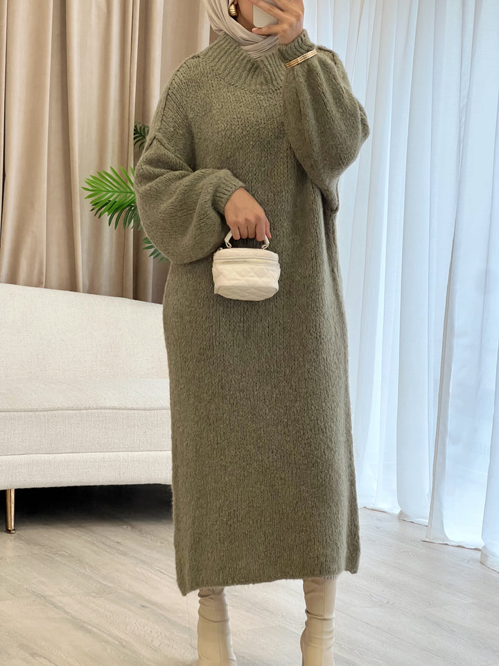 Tara Woll-Kleid in Olive