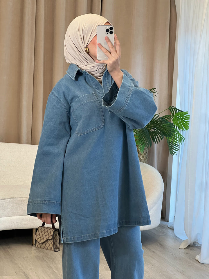 Lale Jeans Set in Blau