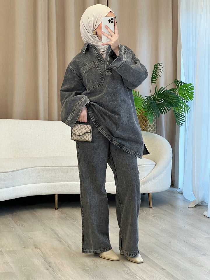Lale Jeans Set in Grau
