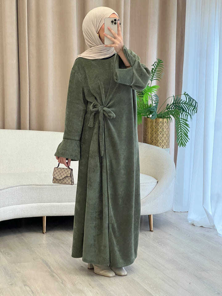 Rania Cord Abaya in Khaki