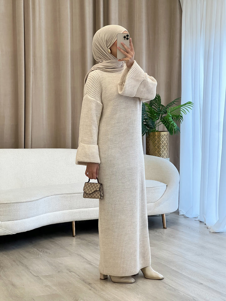 Viva Strick-Pulloverkleid in Beige