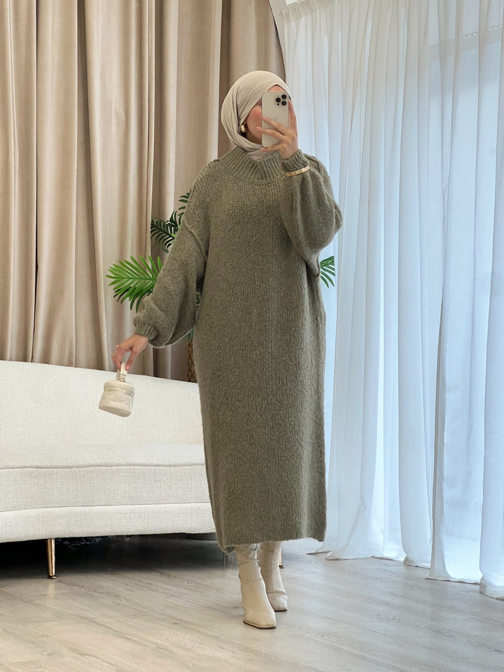 Tara Woll-Kleid in Olive