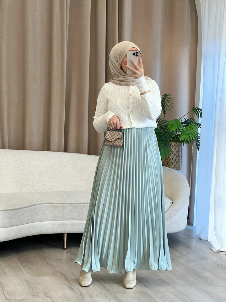 Rosé Plissee Rock in Mint